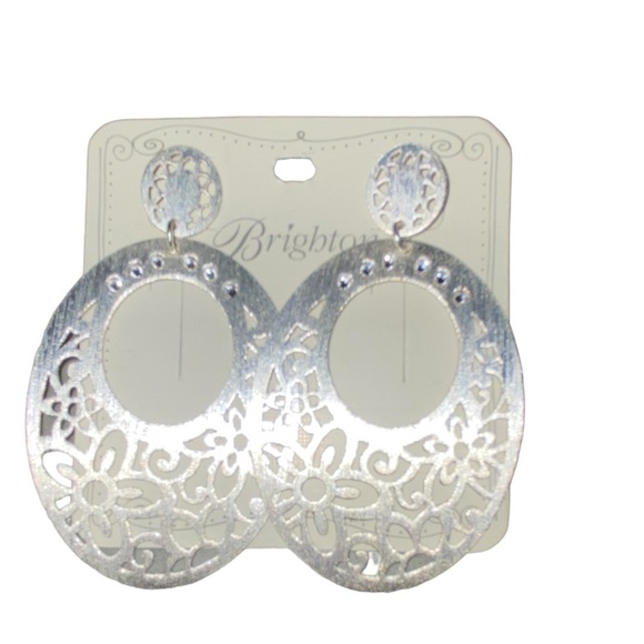 New Brighton silver posh garden floral post drop dangly earrings Feminine gifts - Picture 4 of 13